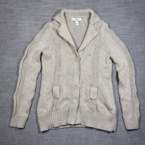 Banana Republic Organic Cotton Cardigan Sweater Petites XS Beige Shawl Collar